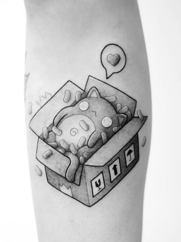 black and grey blackwork tattoo auf calf #31566 | Tätowierer Perou