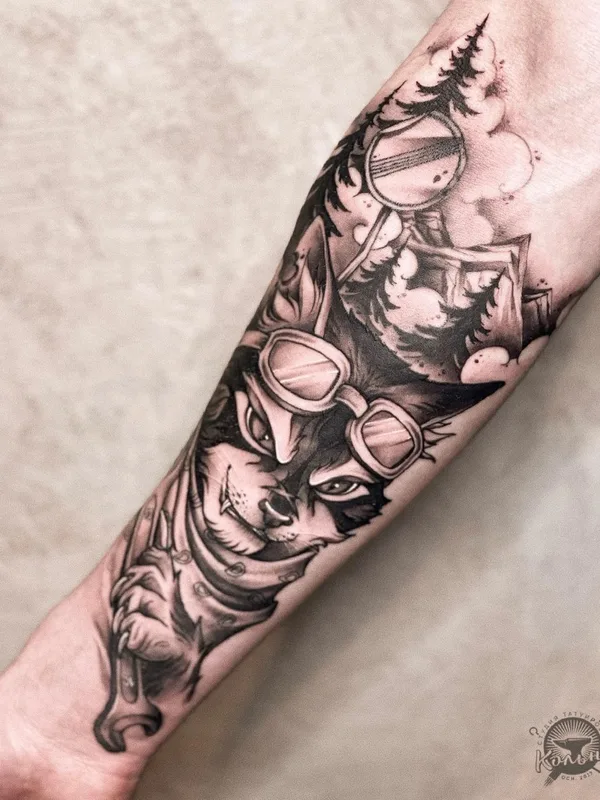 black and grey black and grey татуировка на forearm #41049 | Тату мастер Саша Кот