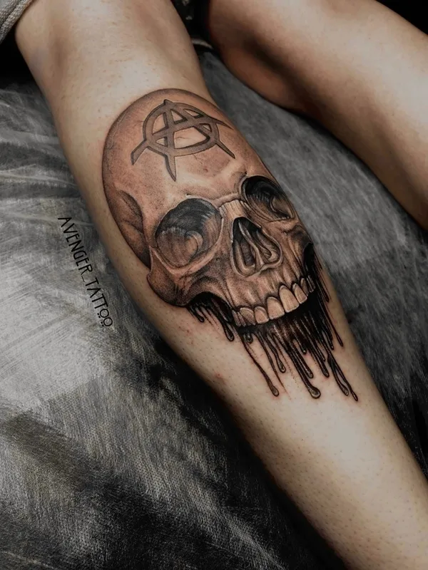 black and grey black and grey татуировка на calf #71826 | Тату мастер Natalie Avenger