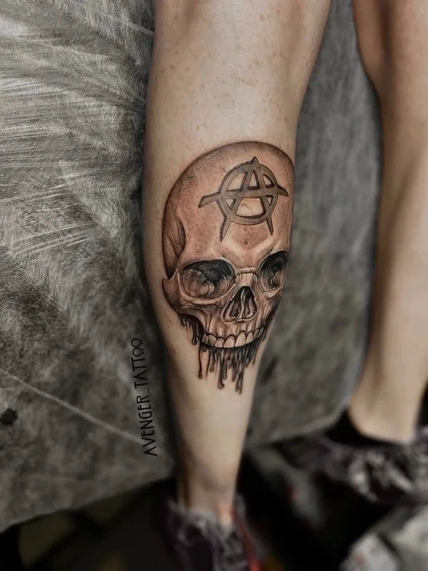 black and grey black and grey татуировка на calf #71824 | Тату мастер Natalie Avenger