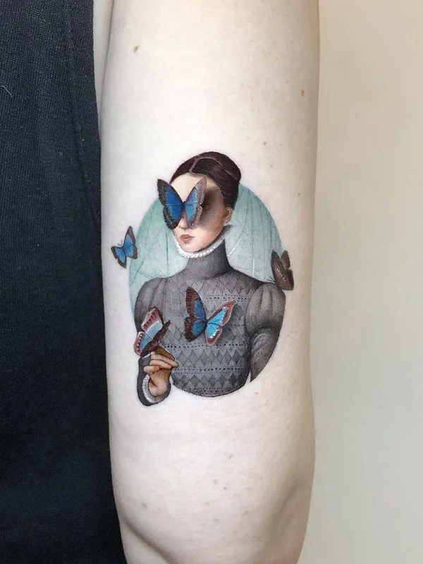 men, female color micro-realism, miniature татуировка на forearm #31964 | Тату мастер Kozo