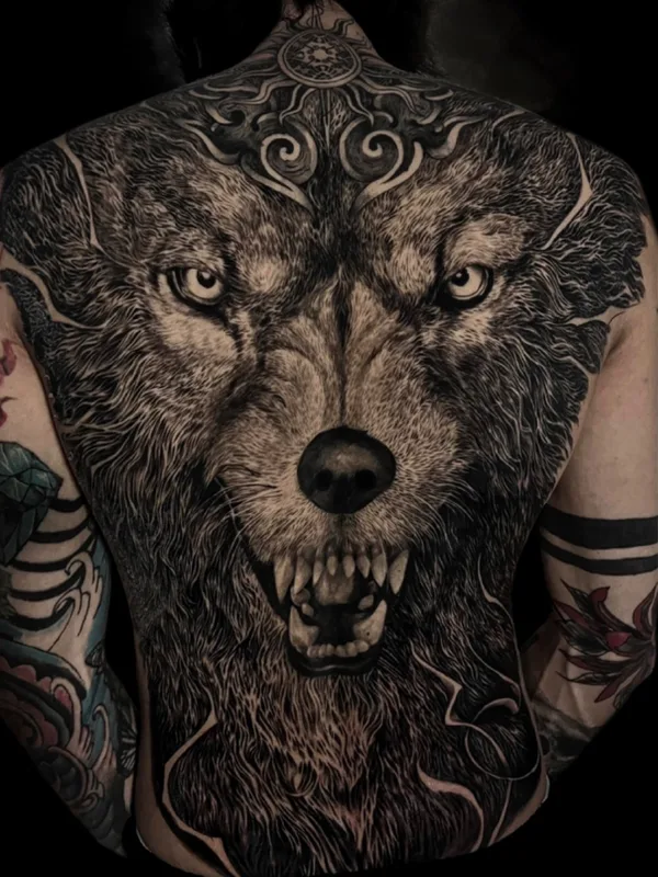 black and grey realism Tatuaggio su full back #58076 | Tatuatore Andrew wijaya