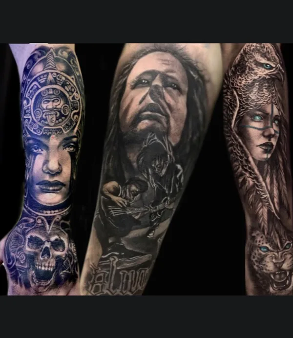 black and grey realism Tatuaggio su full sleeve #58072 | Tatuatore Andrew wijaya