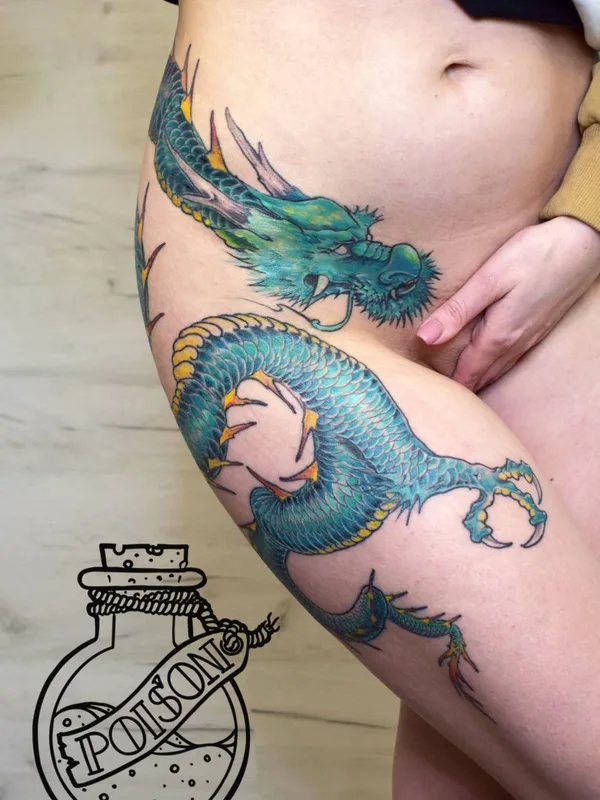 female color japanese татуировка на thigh #32350 | Тату мастер Ядик Табаков