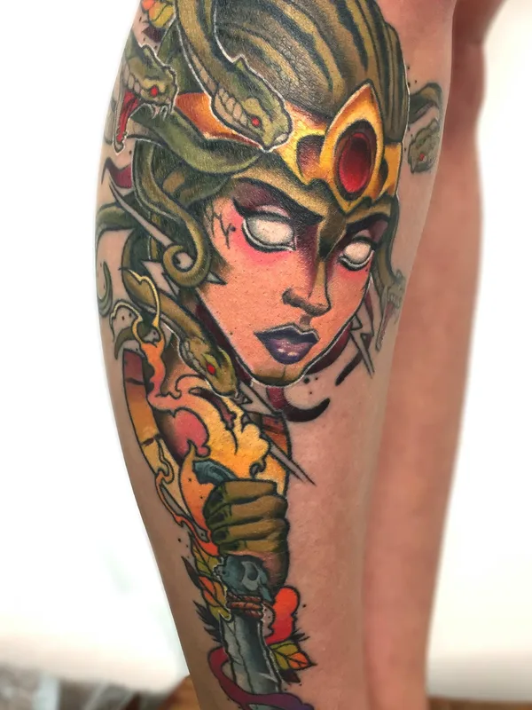 color neo traditional Tatuaggio su calf #32712 | Tatuatore Юра Jay-b Таран
