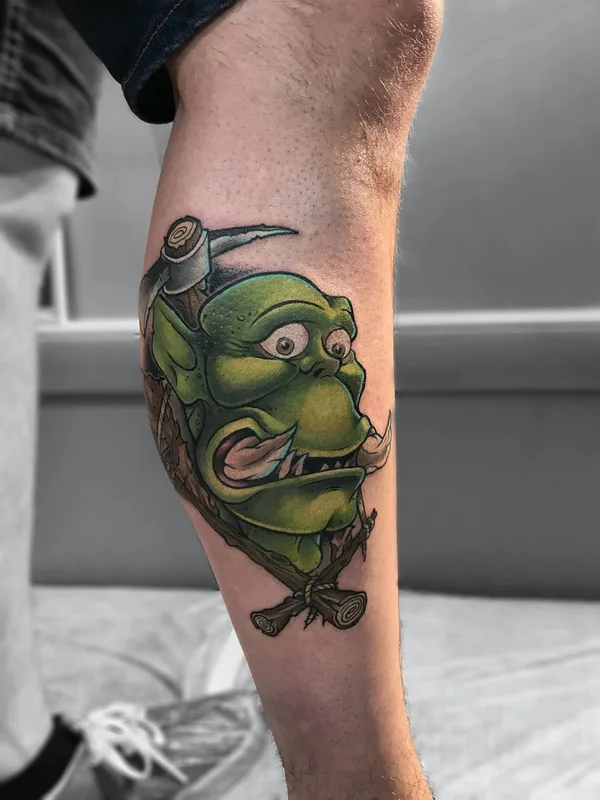 color cartoon Tatuaggio su calf #32707 | Tatuatore Юра Jay-b Таран
