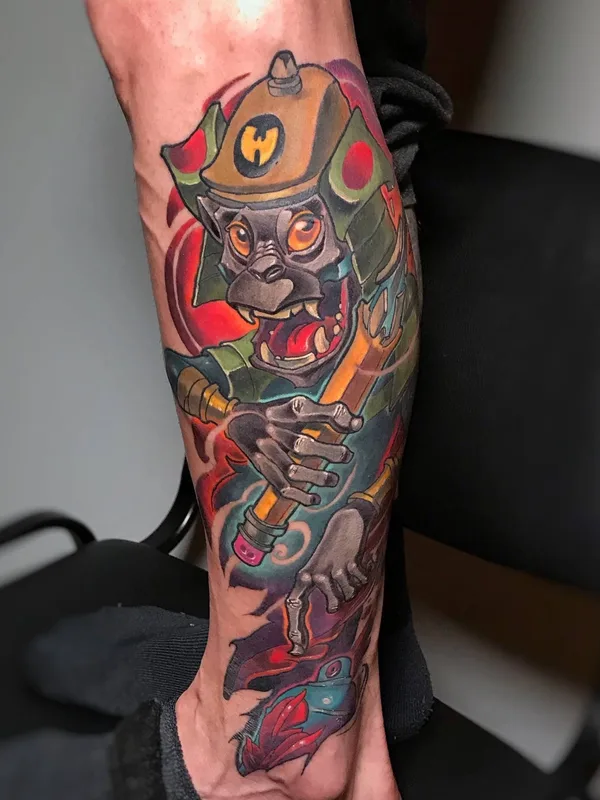 color new school Tatuaggio su calf #32740 | Tatuatore Гоша Курносов