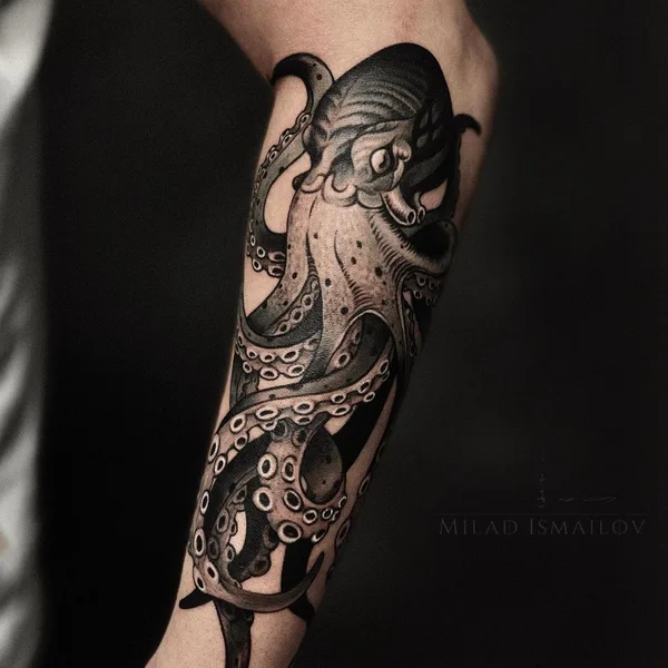 Graphic tattoo by Milad Ismailov in Ташкент