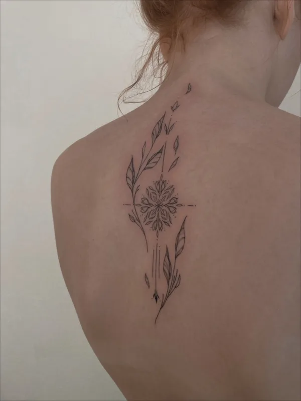 female black fineline татуировка на upper back #59465 | Тату мастер Daria