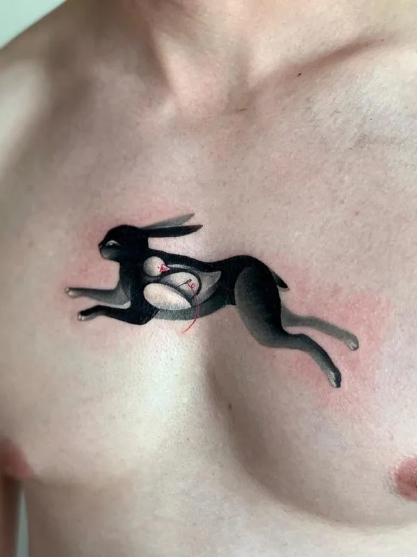 male black and grey illustrative Tatuagem em chest #43600 | Tatuador Даша Ебалотная