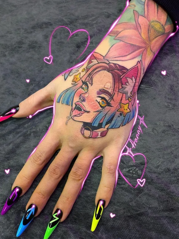 female color anime Tatuaggio su hand #43622 | Tatuatore Франни