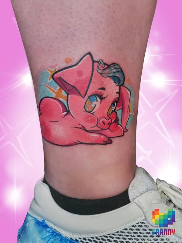 color cartoon Tatuaggio su ankle #43611 | Tatuatore Франни