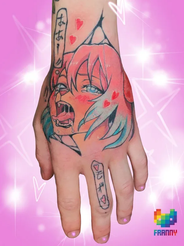 color anime Tatuaggio su back of hand #43612 | Tatuatore Франни
