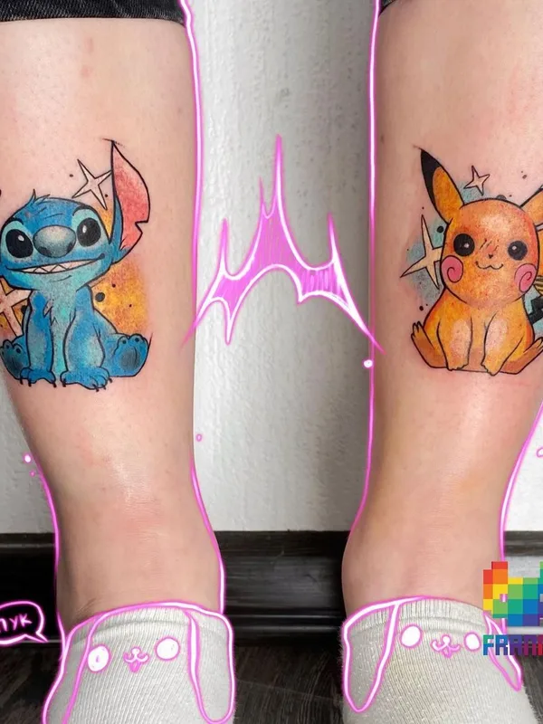 color cartoon Tatuaggio su calf #43613 | Tatuatore Франни