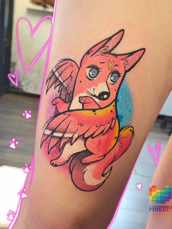 color cartoon Tatuaggio su thigh #43620 | Tatuatore Франни