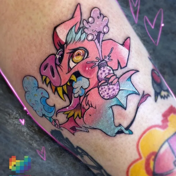New School tattoo by Франни in Saint Petersburg