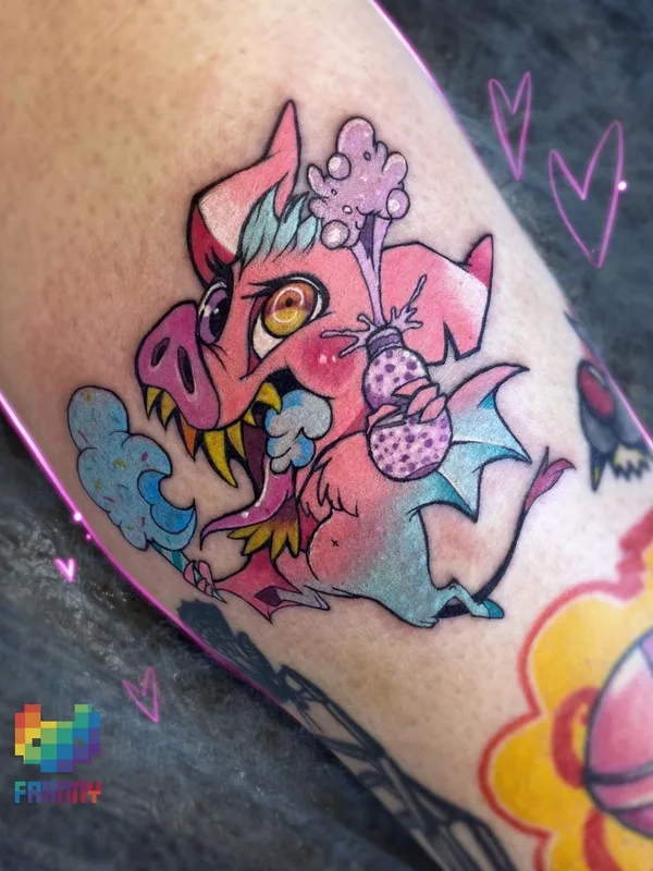 color cartoon Tatuaggio su forearm #43615 | Tatuatore Франни