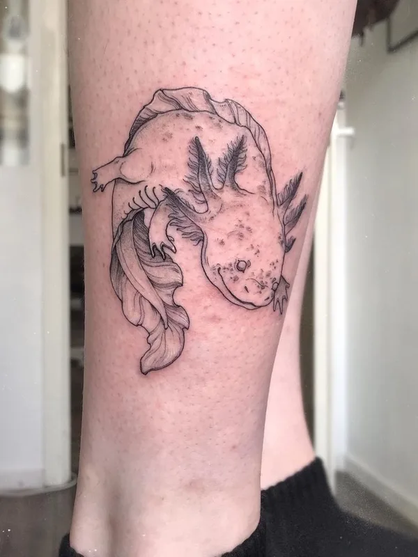 black and grey linework 타투 부위 calf #43648 | 타투이스트 Елизавета Панкова