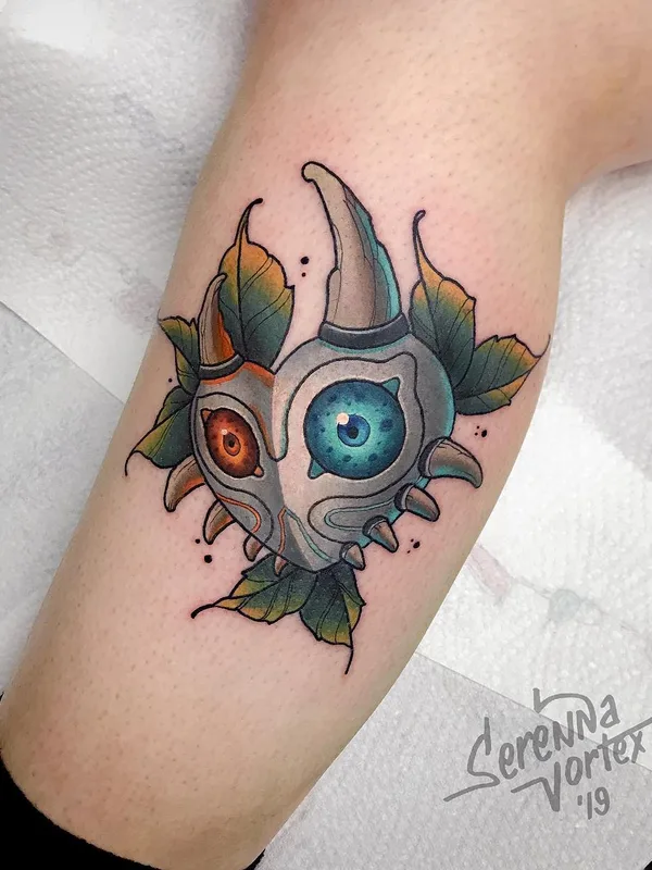 color illustrative tattoo auf calf #43654 | Tätowierer Serenna Vortex
