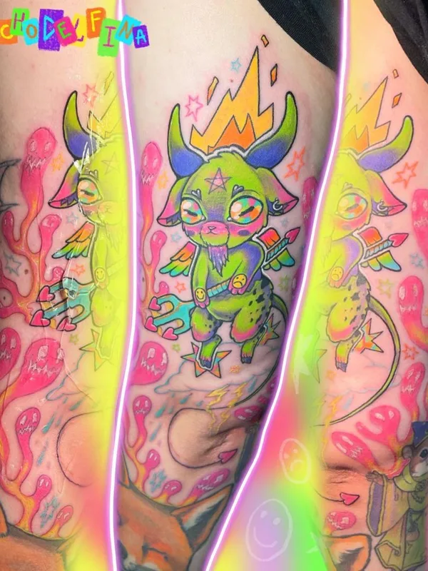 color illustrative Tatuaggio su thigh #43675 | Tatuatore Дельфина Норзова