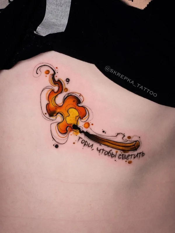 female color illustrative tattoo on ribcage #43749 | Tattoo Artist Настя SKREPKA