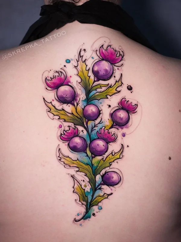 color watercolor tattoo on upper back #43748 | Tattoo Artist Настя SKREPKA