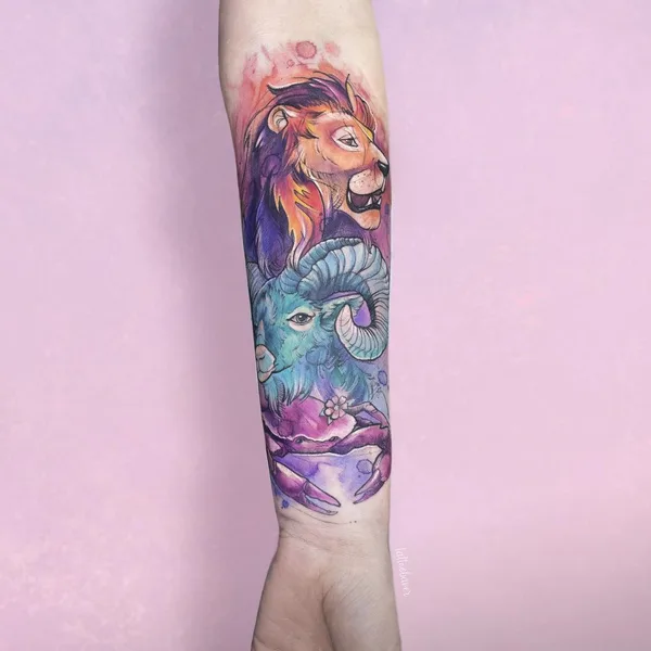 Watercolor tattoo by Дарья Бавер in Moscow