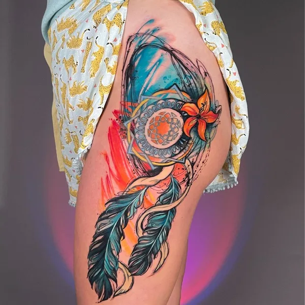 Watercolor tattoo by Дарья Бавер in Moscow