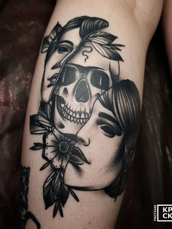 black blackwork tatuaje en calf #43789 | Tatuador Tradislav