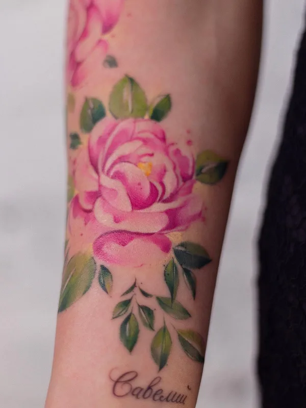 female color watercolor tatuaje en forearm #43823 | Tatuador Алексей Панченко