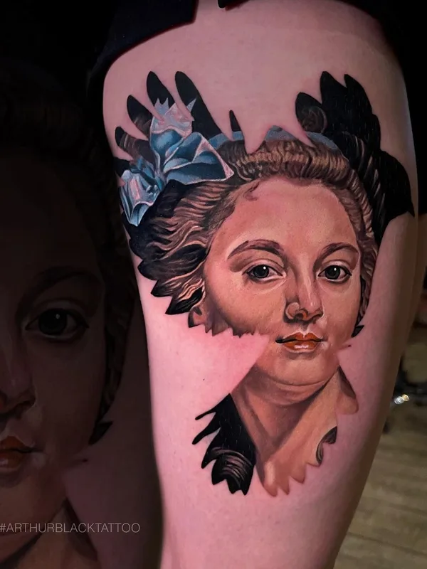 female color realism 타투 부위 thigh #43842 | 타투이스트 Arthur Black
