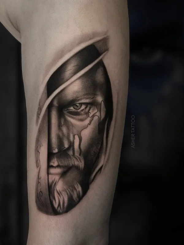 male black and grey realism татуировка на bicep #59986 | Тату мастер Asher Ашот