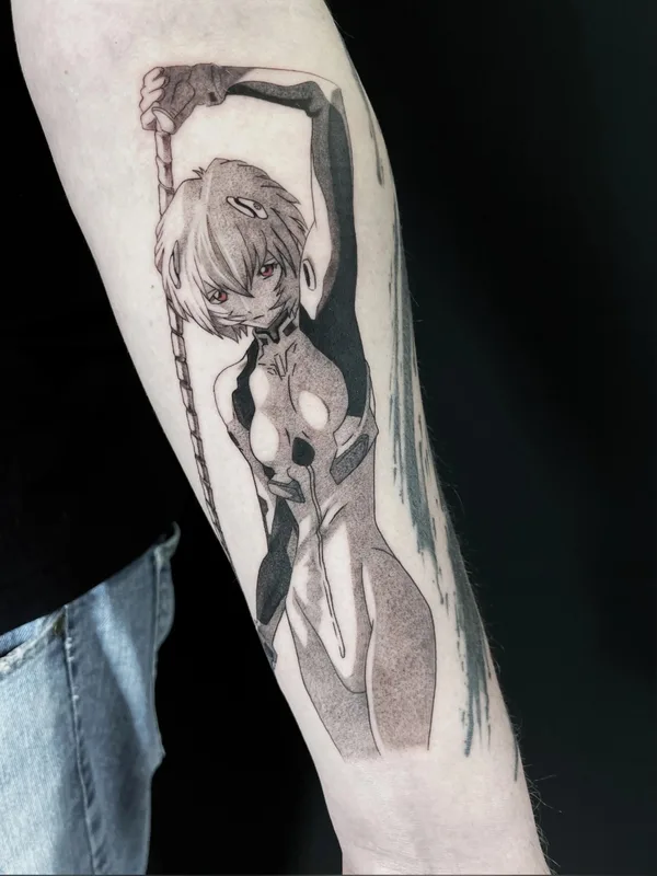 black and grey anime Tatuaggio su forearm #75602 | Tatuatore Ирина Пихта