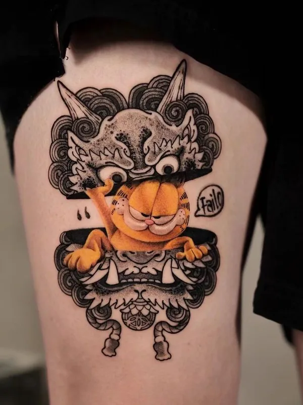 color japanese tatouage sur thigh #75618 | Artiste tatoueur newtattoo_zu