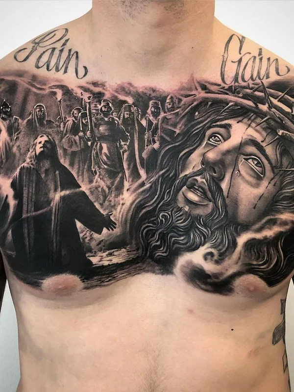 male black and grey realism tattoo on chest #27758 | Tattoo Artist Ezequiel Samuraii