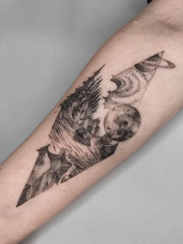 black and grey geometric tattoo on forearm #49776 | Tattoo Artist Илья Поволоцкий
