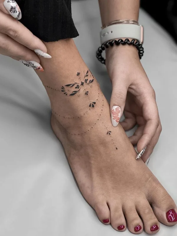 female black fineline tattoo on ankle #49780 | Tattoo Artist Илья Поволоцкий