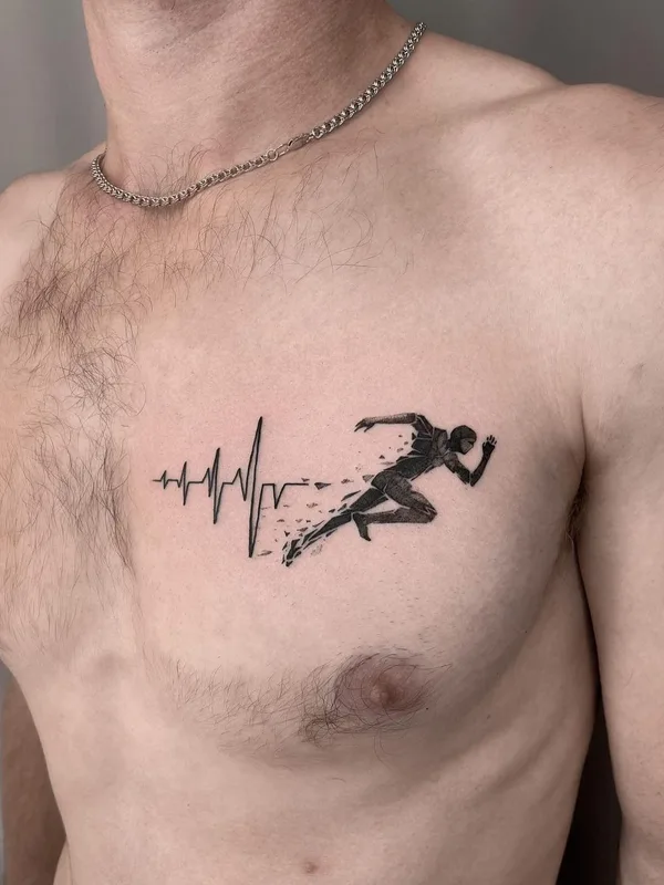male black linework tattoo on chest #49775 | Tattoo Artist Илья Поволоцкий