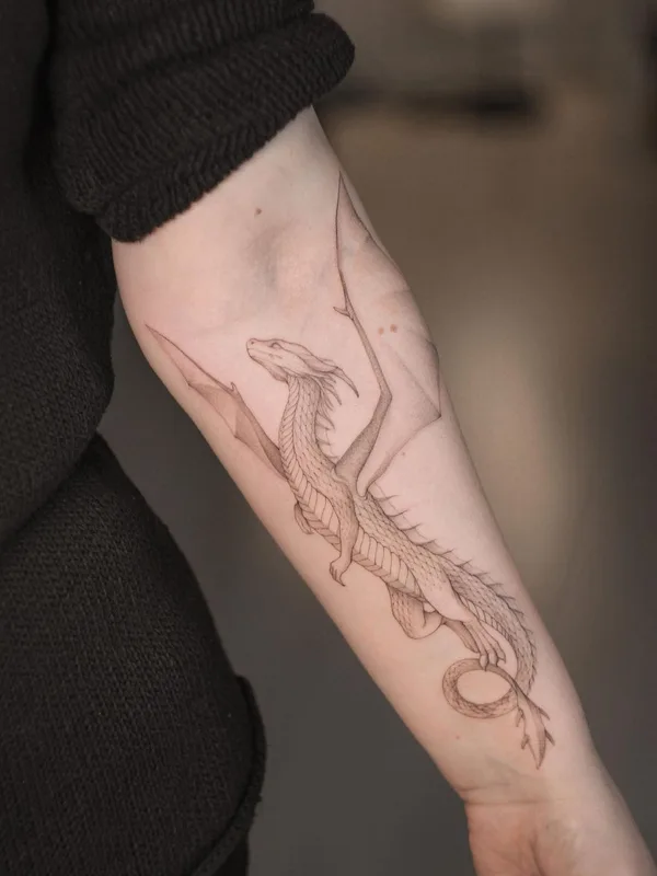 black and grey fineline татуировка на forearm #49816 | Тату мастер Дарья Третьякова