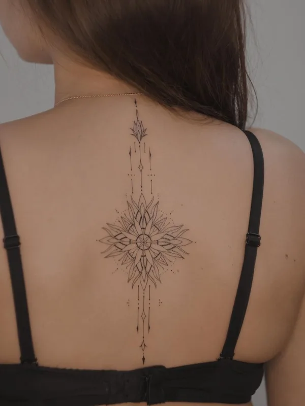 female black linework татуировка на upper back #49822 | Тату мастер Дарья Третьякова