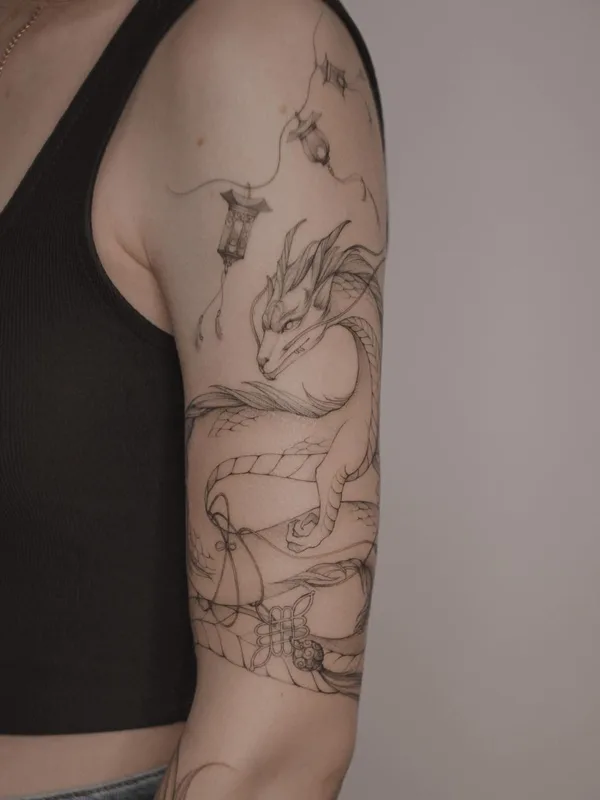 female black linework татуировка на forearm #49826 | Тату мастер Дарья Третьякова