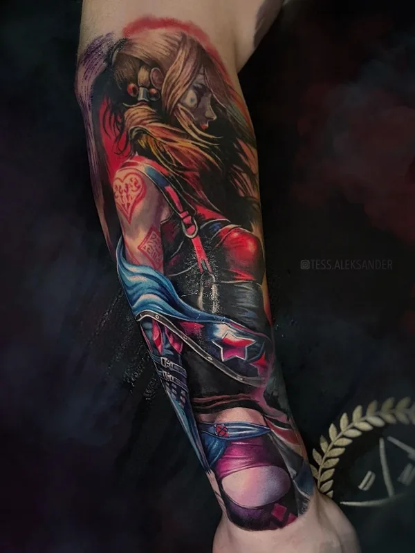 female color realism татуировка на full sleeve #49865 | Тату мастер Александр Теслин