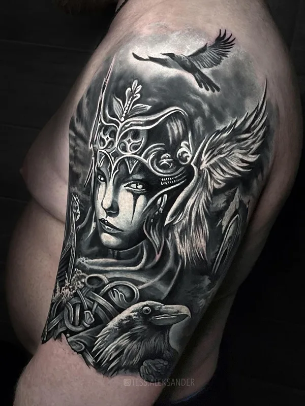male black and grey realism татуировка на shoulder #49856 | Тату мастер Александр Теслин