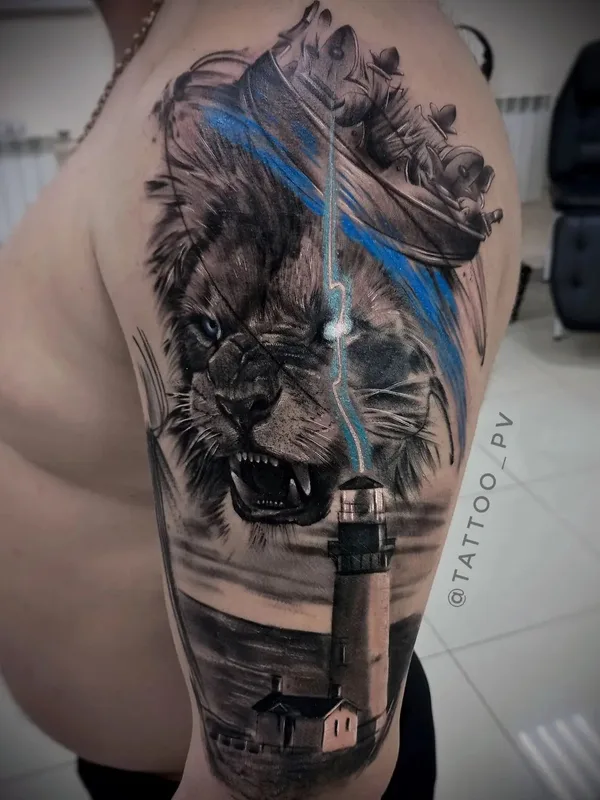 male color realism tatouage sur upper arm #49878 | Artiste tatoueur Виктор Павлюченко