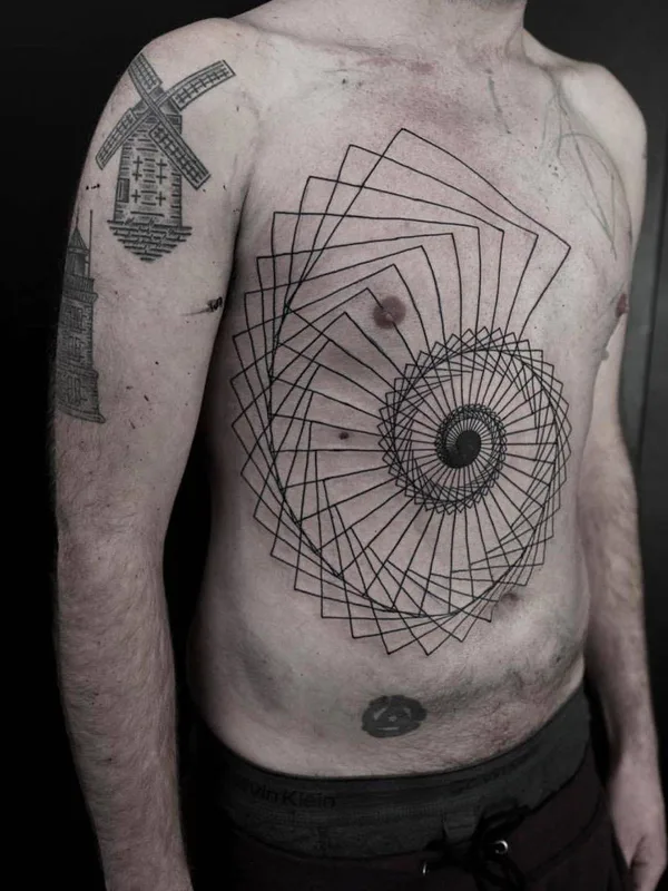 male black geometric tattoo on chest #31034 | Tattoo Artist Maxime Plescia-Buchi