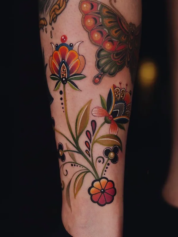 color traditional tattoo on calf #41108 | Tattoo Artist MICO