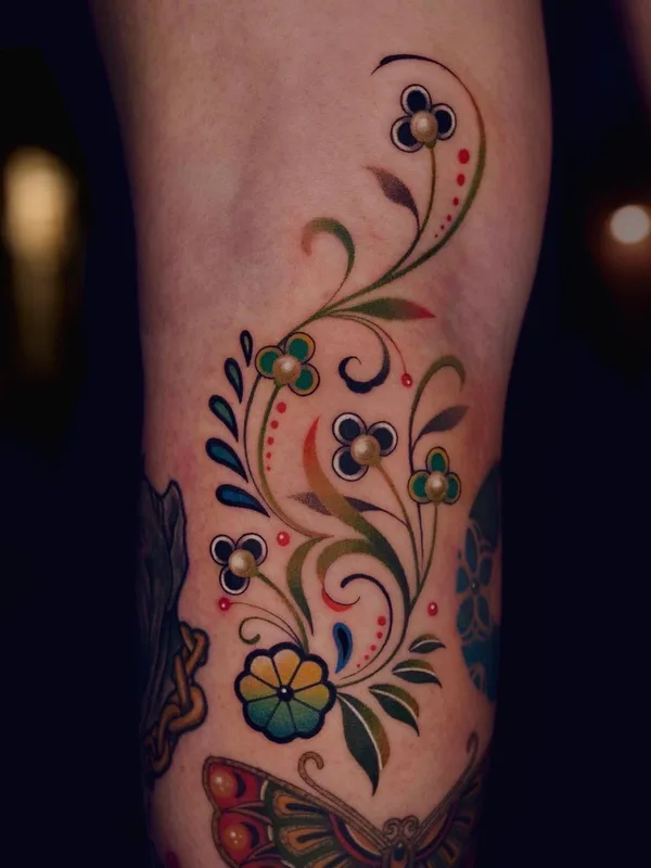 color botanic tattoo on thigh #41113 | Tattoo Artist MICO