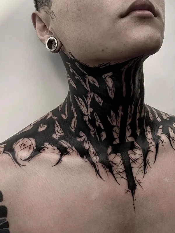 male black blackwork tattoo auf neck #41134 | Tätowierer ink_ddd