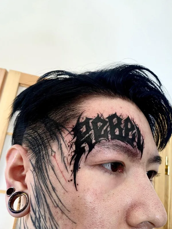 male black blackwork tattoo auf face #41138 | Tätowierer ink_ddd