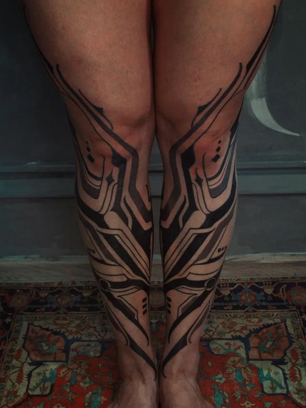 black geometric татуировка на full leg #58120 | Тату мастер Stan Finger